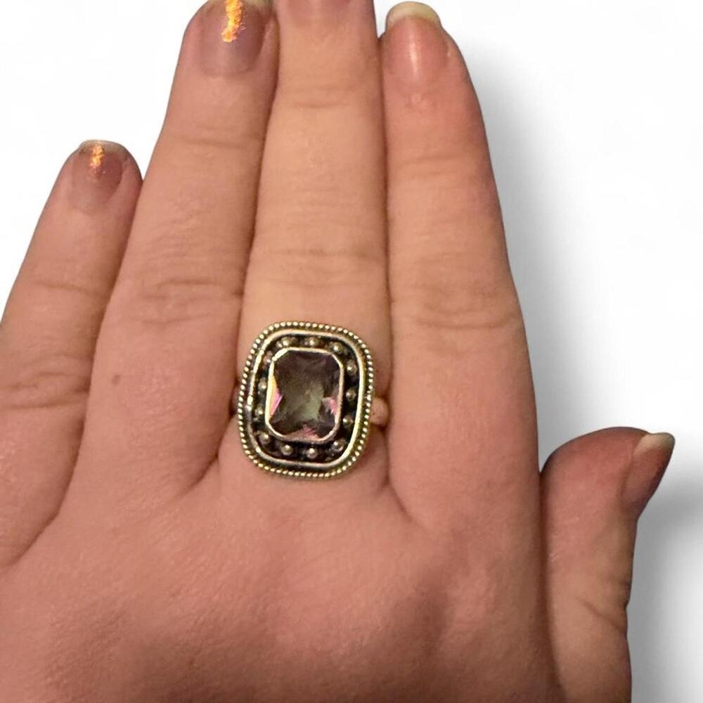 Silver Jenny Sterling Silver Mystic Topaz Saddle Ring Size 8